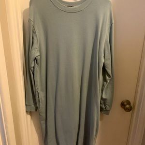 ZARA mid dress with pockets size M, light green/grey color